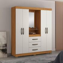 Guarda-Roupa Casal 4 Portas 3 Gavetas NT 5015 Notável Freijó