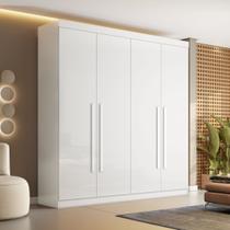 Guarda Roupa Casal 4 Portas 3 Gavetas Roma 100% MDF Branco Guarda Roupa Casal 4 Portas 3 Gavetas Roma 100% MDF Branco