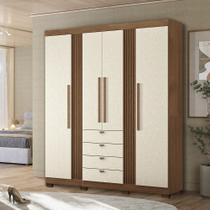 Guarda Roupa Casal 4 Portas 4 Gavetas Aurora c/ Pes Santos Andira
