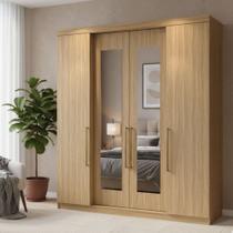 Guarda Roupa Casal 4 Portas 4 Gavetas Berlim com Espelho