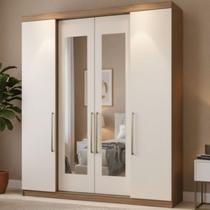 Guarda Roupa Casal 4 Portas 4 Gavetas Berlim com Espelho