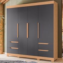 Guarda-Roupa Casal 4 Portas 4 Gavetas Doble Cinza/Freijó/Titanium Guarda-Roupa Casal 4 Portas 4 Gavetas Doble Cinza/Freijó/Titanium