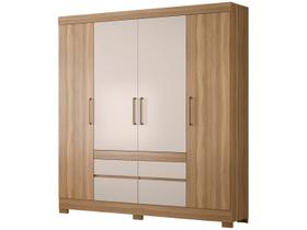 Guarda Roupa Casal 4 Portas Bilbao Amêndola Off White - Demóbile