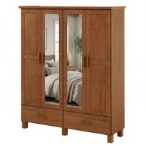 Guarda Roupa Casal 4 Portas Com Espelho 157 cm Madeira Macica Taeda 1142C Festra Guarda Roupa Casal 4 Portas Com Espelho 157 cm Madeira Macica Taeda 1142C Festra