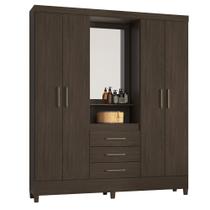 Guarda Roupa Casal 4 Portas com Pés e Espelho Capelinha Pérsia Ébano Touch 43220 Demóbile Guarda Roupa Casal 4 Portas com Pés e Espelho Capelinha Pérsia Ébano Touch 43220 Demóbile