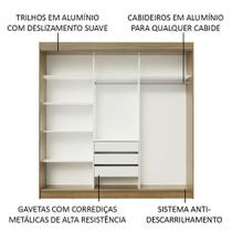 Guarda-roupa Casal 4 Portas de Espelho 3 Gavetas Rustic