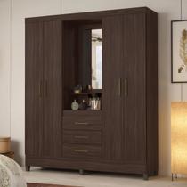 Guarda Roupa Casal 4 Portas Dubai Café Touch C/ Espelho - Mercado dos Móveis