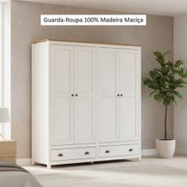 Guarda Roupa Casal 4 Portas e 2 Gavetas em Madeira Maciça - Linha Topázio - Finestra Móveis Guarda Roupa Casal 4 Portas e 2 Gavetas em Madeira Maciça - Linha Topázio - Finestra Móveis