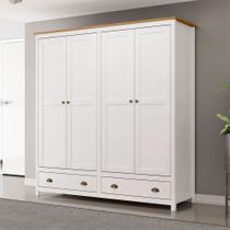 Guarda Roupa Casal 4 Portas e 2 Gavetas Topázio 9105BF Branco Freijó Finestra