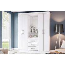 Guarda Roupa Casal 4 Portas e 3 Gavetas c/ 1 Espelho Briz B24 Branco - Henn Guarda Roupa Casal 4 Portas e 3 Gavetas c/ 1 Espelho Briz B24 Branco - Henn