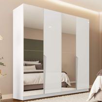 Guarda Roupa Casal 4 Portas e 4 Gavetas Com Espelho 240847 Linha Porto Politorno Móveis