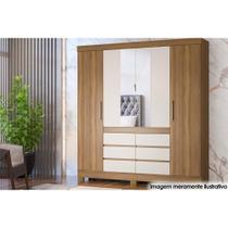 Guarda Roupa Casal 4 Portas e 6 Gavetas c/ Espelho Cadis - Amendola/Off White - Demóbile