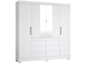 Guarda Roupa Casal 4 Portas e 6 Gavetas c/ Espelho Cádis Branco - Demóbile