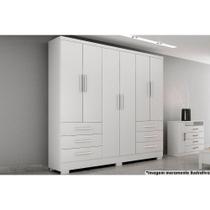 Guarda Roupa Casal 4 Portas e 6 Gavetas c/Pés Encant Branco - Novo Horizonte