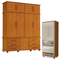 Guarda Roupa Casal 4 portas e Armário Multiuso Londres Freijó Luapa Móveis Guarda Roupa Casal 4 portas e Armário Multiuso Londres Freijó Luapa Móveis