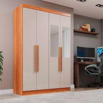 Guarda-roupa Casal 4 Portas Espelho 2 Gavetas Recife Sallêto Cinamomo Com Off White Guarda-roupa Casal 4 Portas Espelho 2 Gavetas Recife Sallêto Cinamomo Com Off White