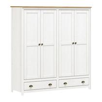 Guarda Roupa Casal 4 Portas Madeira Maciça 9105 Topazio Branco Carvalho FNT - Finestra