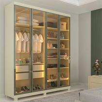 Guarda-Roupa Casal 4 Portas Reflecta com Pés LED Imperatriz 100% MDF Bege/Off White Guarda-Roupa Casal 4 Portas Reflecta com Pés LED Imperatriz 100% MDF Bege/Off White
