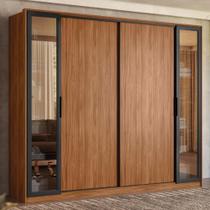 Guarda Roupa Casal 4 Portas Vidro Reflecta e 4 Gavetas Estônia