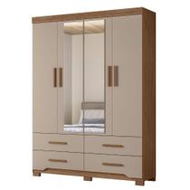 Guarda Roupa Casal 4p Espelho 157 Cm Miami Carvalho Fendi Moval Guarda Roupa Casal 4p Espelho 157 Cm Miami Carvalho Fendi Moval