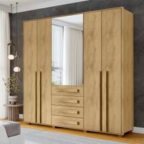 Guarda-Roupa Casal 5 Portas 1 Porta com Espelho com 3 Gavetas Las Vegas Iii Marrom/Cinamomo