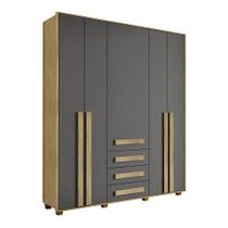 Guarda-Roupa Casal 5 Portas 3 Gavetas Las Vegas III Cinamomo/Grafite RV Móveis