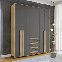 Guarda-Roupa Casal 5 Portas 3 Gavetas Las Vegas III Cinamomo/Grafite RV Móveis