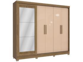 Guarda-Roupa Casal 5 Portas 4 Gavetas com Espelho Nogueira/Macadamia Cb01n564 - Kappesberg
