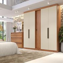 Guarda-Roupa Casal 5 Portas 4 Gavetas MDF 200cm Supremo Off White Freijó/Areia Guarda-Roupa Casal 5 Portas 4 Gavetas MDF 200cm Supremo Off White Freijó/Areia