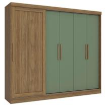 Guarda-Roupa Casal 5 Portas 4 Gavetas Nogueira/Verde Oliva N564 - Kappesberg