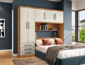 Guarda Roupa Casal 5 Portas Cabeceira Baú México Cedro Areia - Rud Rack