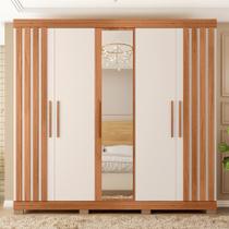 Guarda Roupa Casal 5 Portas Com Espelho Marta Marrom Caemmun