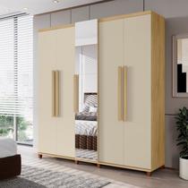 Guarda-roupa Casal 5 Portas com Espelho Sapateira e 3 Gavetas Interna Munique Guarda-roupa Casal 5 Portas com Espelho Sapateira e 3 Gavetas Interna Munique