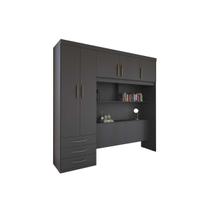 Guarda Roupa Casal 5 Portas e 3 Gavetas c/ Cama PH 1801 Grafite - Herval