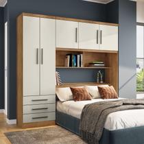 Guarda Roupa Casal 5 Portas e Cabeceira Baú Mexico Cedro e Areia - Rud Rack