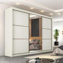 Guarda Roupa Casal 6 Gavetas com Espelho - Bragança-Off White - Móveis Europa Guarda Roupa Casal 6 Gavetas com Espelho - Bragança-Off White - Móveis Europa