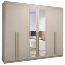 Guarda Roupa Casal 6 Gavetas Espelho Dubai Majestic Fendi - VLR MÓVEIS Guarda Roupa Casal 6 Gavetas Espelho Dubai Majestic Fendi - VLR MÓVEIS