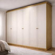 Guarda-Roupa Casal 6 Portas 100% MDF Pérola Yescasa Bege/Carvalho/Off White