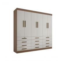Guarda Roupa Casal 6 Portas 12 Gavetas Sem Pés Mônaco Plus D' Doro Castanho/off White Guarda Roupa Casal 6 Portas 12 Gavetas Sem Pés Mônaco Plus D' Doro Castanho/off White
