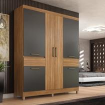 Guarda-Roupa Casal 6 Portas 159,6cm x 201cm Mauá Marrom/Amêndola/Grafito Prime Tx Guarda-Roupa Casal 6 Portas 159,6cm x 201cm Mauá Marrom/Amêndola/Grafito Prime Tx