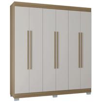 Guarda Roupa Casal 6 Portas 180 cm 861 Castanho Off White POQQ