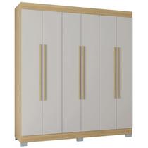 Guarda Roupa Casal 6 Portas 180 cm 861 Damasco Off White POQQ