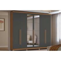 Guarda Roupa Casal 6 Portas (2 c/ Espelho) e 3 Gavetas c/ Pés CB01T580 Canela/Grafite - Kappesberg Guarda Roupa Casal 6 Portas (2 c/ Espelho) e 3 Gavetas c/ Pés CB01T580 Canela/Grafite - Kappesberg
