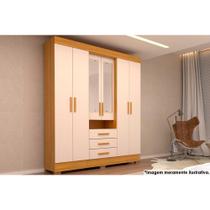 Guarda Roupa Casal 6 Portas (2 c/ Espelho) e 3 Gavetas Débora Nature/Off White - ACP