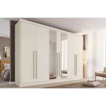 Guarda Roupa Casal 6 Portas (2 c/ Espelho) e 4 Gavetas Alba Plus Off White - Europa