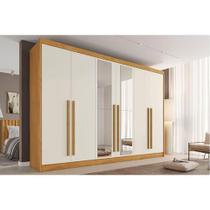 Guarda Roupa Casal 6 Portas (2 c/ Espelho) e 4 Gavetas Alba Plus Peroba/Off White - Europa