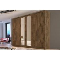 Guarda Roupa Casal 6 Portas (2 c/ Espelho) e 4 Gavetas Oslo Braúna - Europa Guarda Roupa Casal 6 Portas (2 c/ Espelho) e 4 Gavetas Oslo Braúna - Europa
