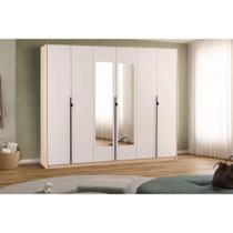 Guarda Roupa Casal 6 Portas (2 c/ Espelho) e 4 Gavetas PH 1807 Carvalho Nature/Off White - Herval