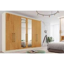 Guarda Roupa Casal 6 Portas (2 c/ Espelho) e 6 Gavetas Argos Off White/Peroba - Europa Guarda Roupa Casal 6 Portas (2 c/ Espelho) e 6 Gavetas Argos Off White/Peroba - Europa
