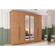 Guarda Roupa Casal 6 Portas (2 c/ Espelho) e 6 Gavetas c/ Pés Leblon Nature - Henn Guarda Roupa Casal 6 Portas (2 c/ Espelho) e 6 Gavetas c/ Pés Leblon Nature - Henn
